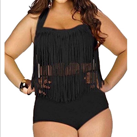 Other - Women’s Black Fringe 2pc Bikini (XXL)